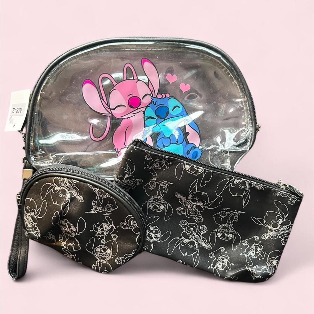 Disney Pink & Blue Lilo & Stitch Cosmetic Pouch Set